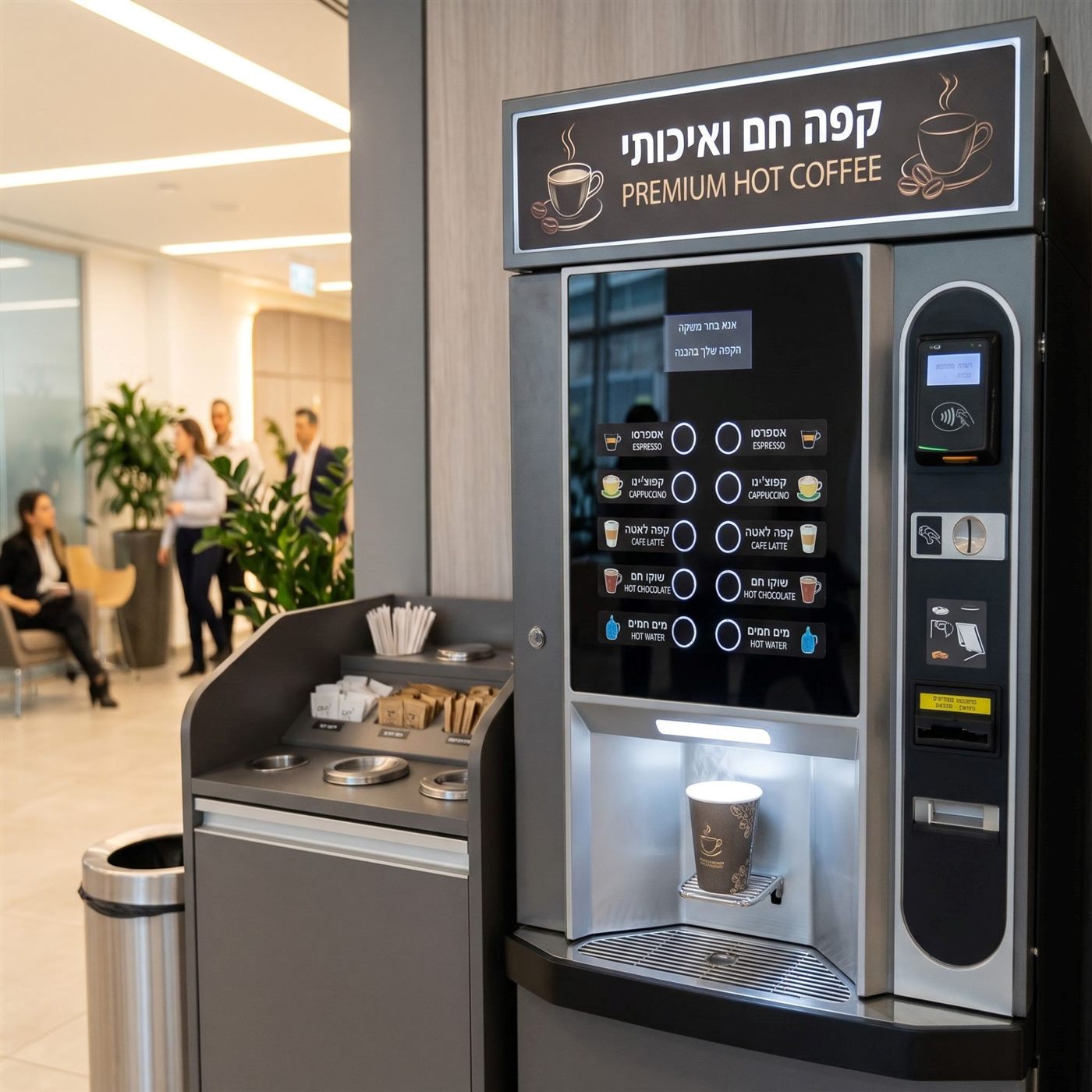 מכונת קפה עם תפריט משקאות חמים